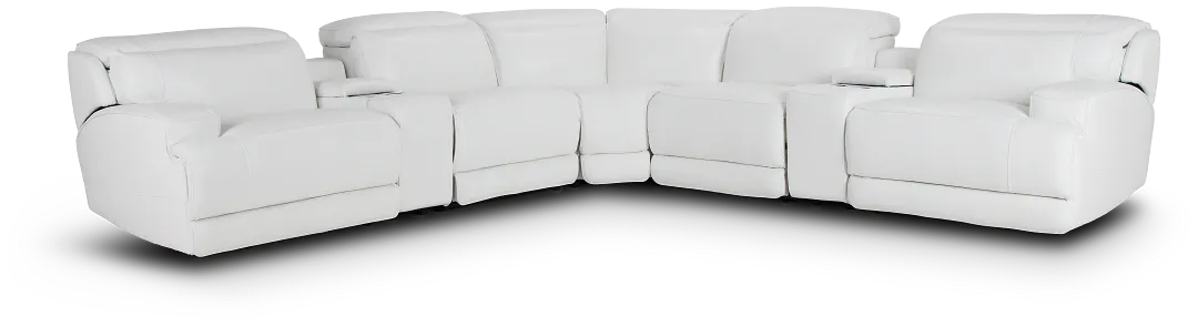 Reign White Lthr/vinyl Large Triple Power Reclining Two-arm Sectional