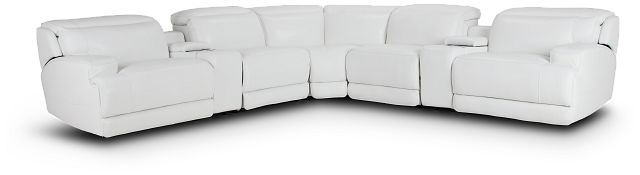 Reign White Lthr/vinyl Large Triple Power Reclining Two-arm Sectional