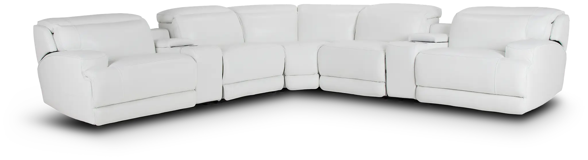Reign WHITE LTHR/VINYL Large Triple Power Reclining Two-Arm Sectional Reign WHITE LTHR/VINYL Large Triple Power Reclining Two-Arm Sectional