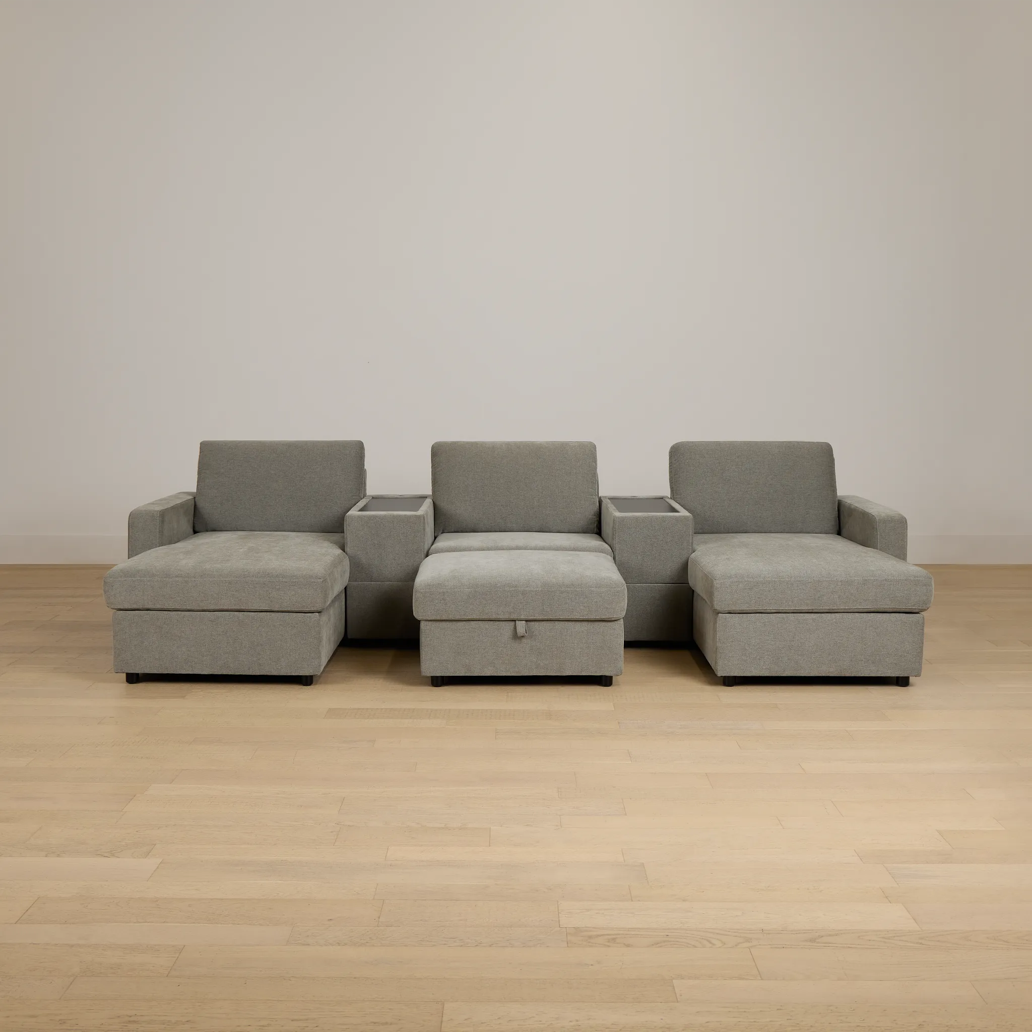 Addie Gray Fabric 6-piece Home Theater With Storage Consoles