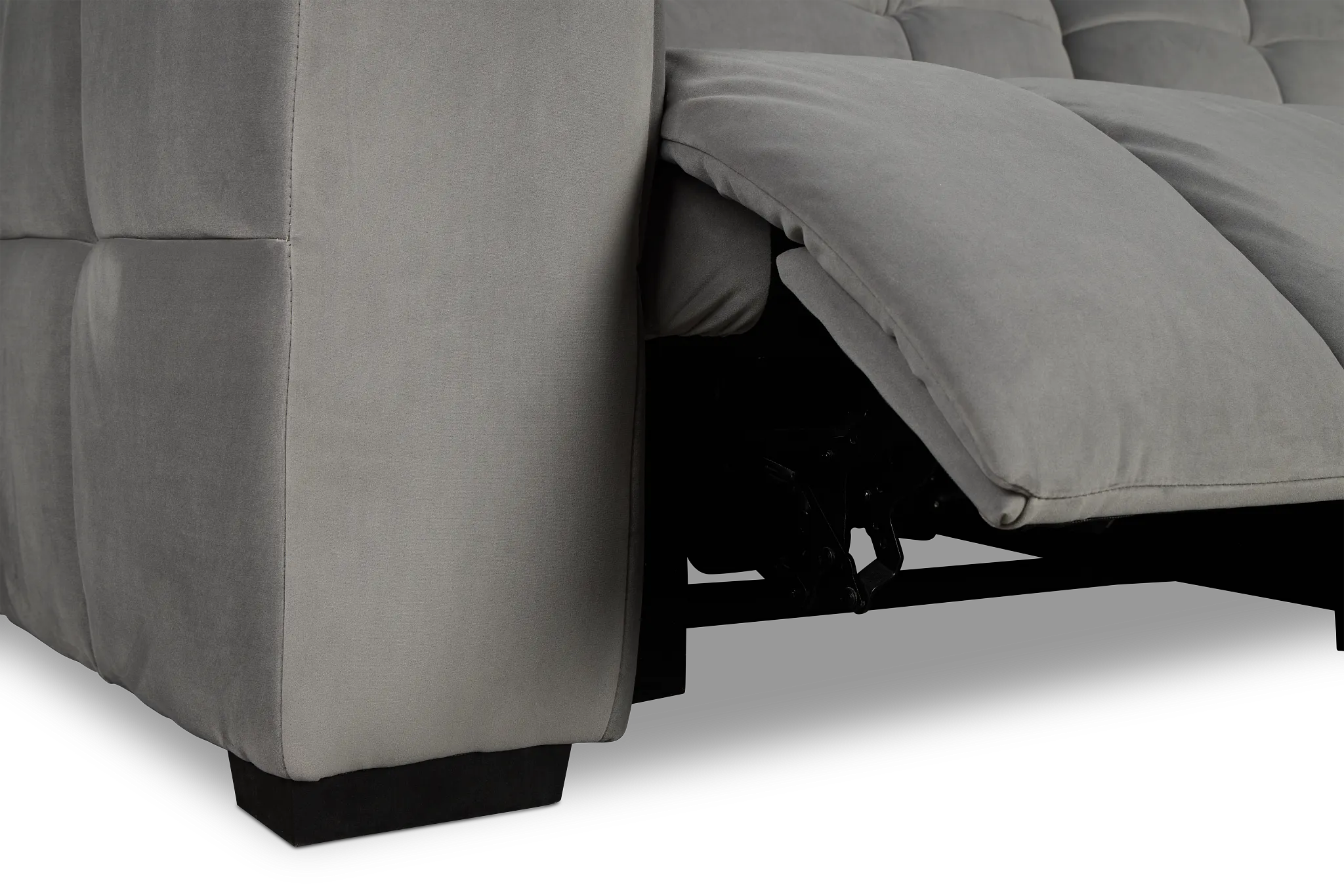 Gemma Light Gray Velvet Large Dual Power Right Chaise Sectional