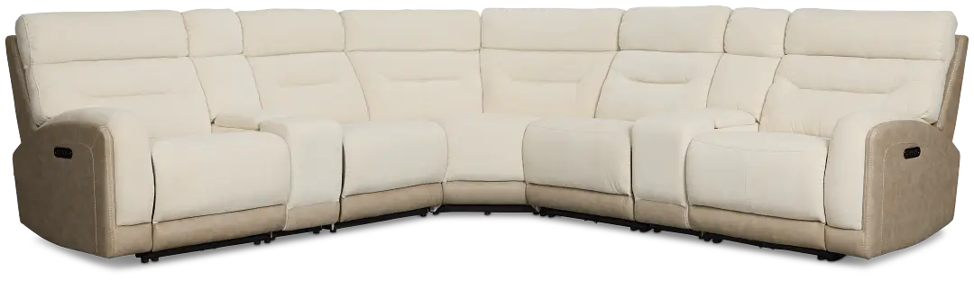 Travis Light Beige Fabric Large Triple Power Reclining Two-arm Sectional Travis Light Beige Fabric Large Triple Power Reclining Two-arm Sectional