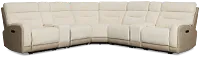 Travis Light Beige Fabric Large Triple Power Reclining Two-arm Sectional