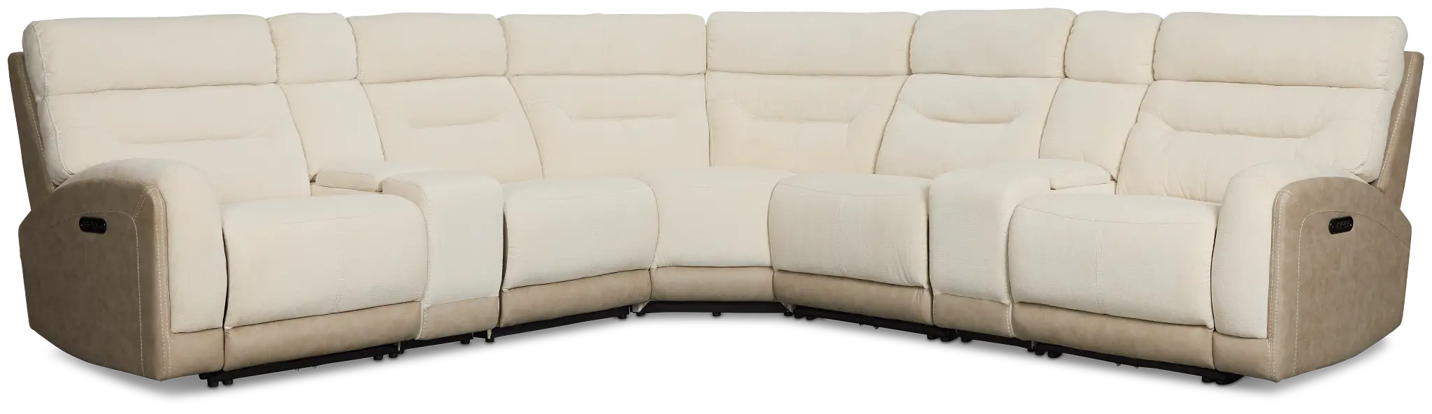 Travis Light Beige Fabric Large Triple Power Reclining Two-arm Sectional Travis Light Beige Fabric Large Triple Power Reclining Two-arm Sectional
