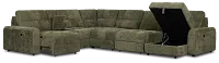 Hendrix Green Fabric Large Triple Power Right Extension Chaise Sectional
