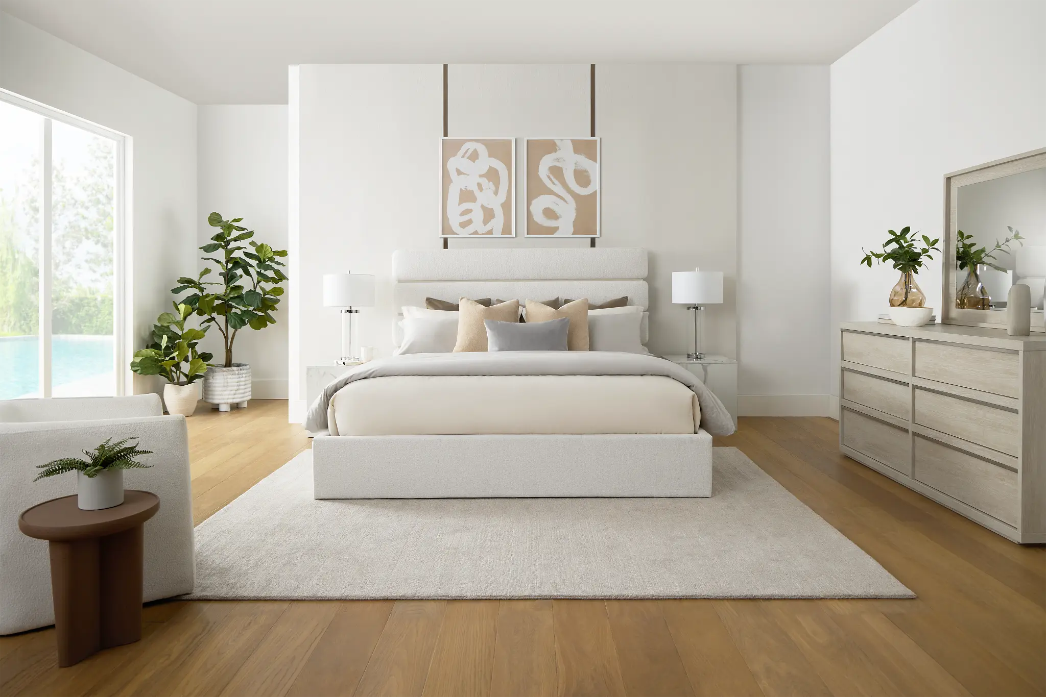 Capraia Light Beige Uph Panel Bed
