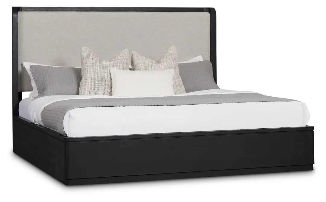 Emory Black Upholstered Platform Bed Emory Black Upholstered Platform Bed