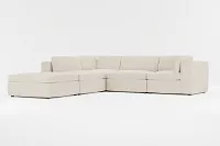 Destin Suave Beige Fabric 5pc Bumper Sectional