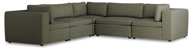 Destin Sutton Green Fabric 5-piece Modular Sectional
