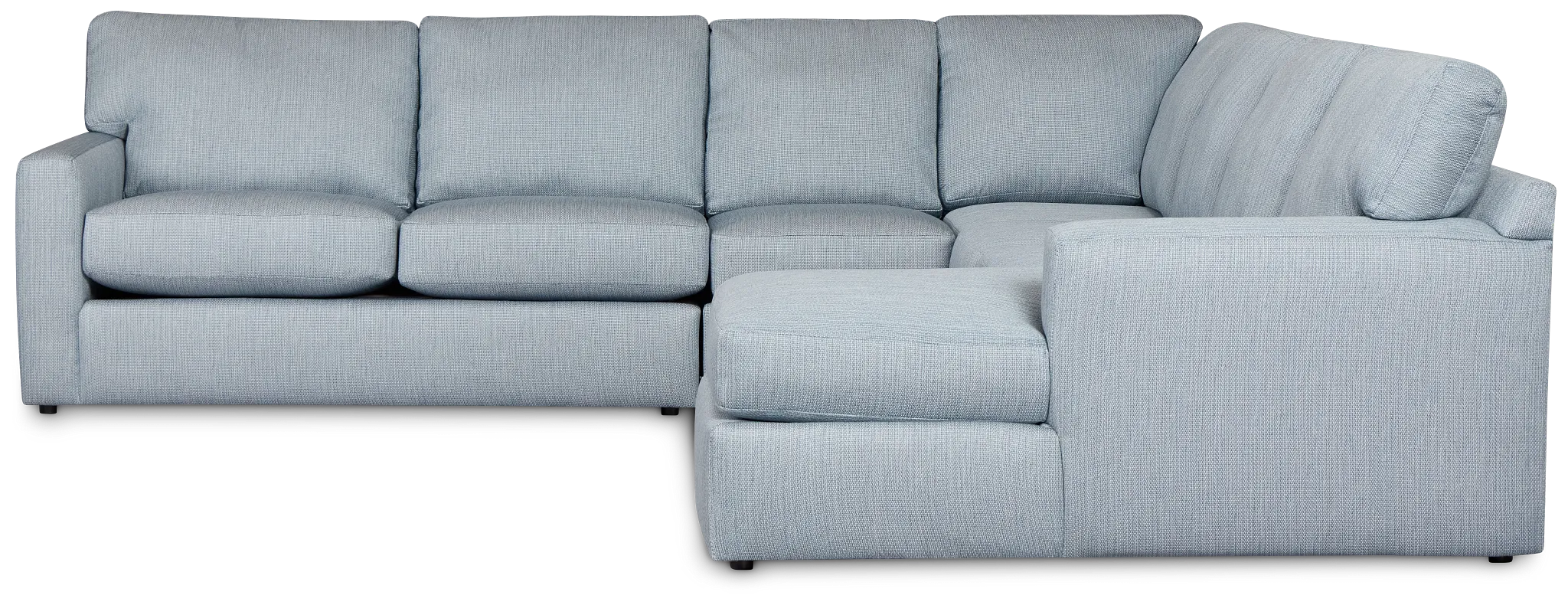 Rhodes Light Blue Fabric Large Right Chaise Sectional