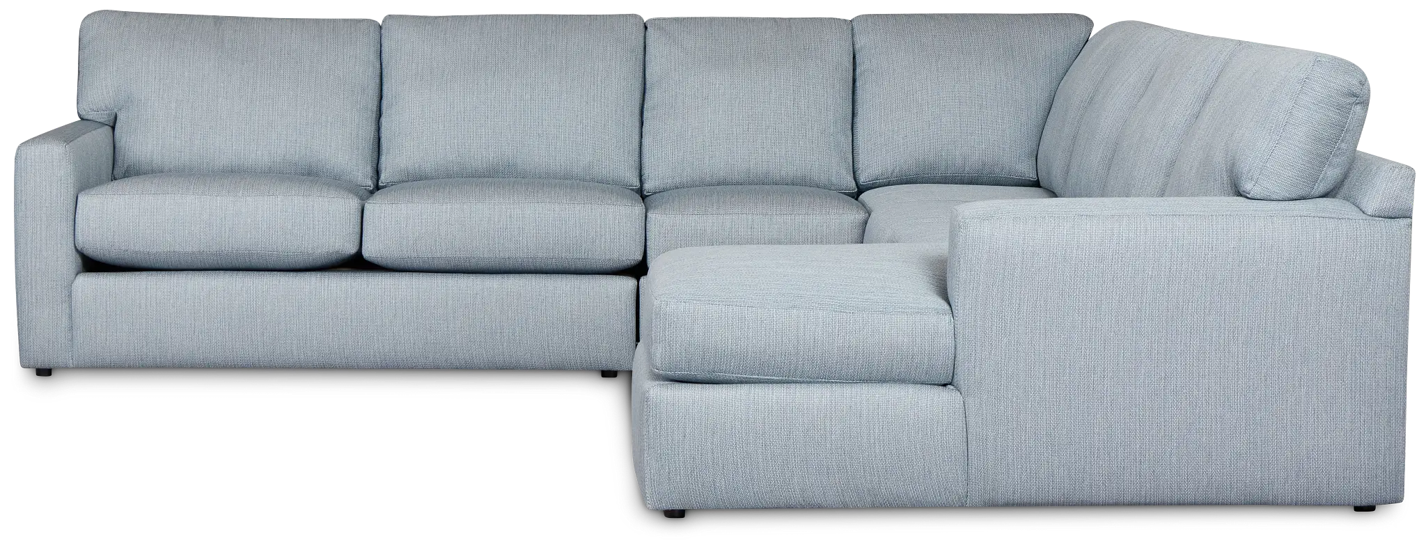 Rhodes Light Blue Fabric Large Right Chaise Sectional Rhodes Light Blue Fabric Large Right Chaise Sectional