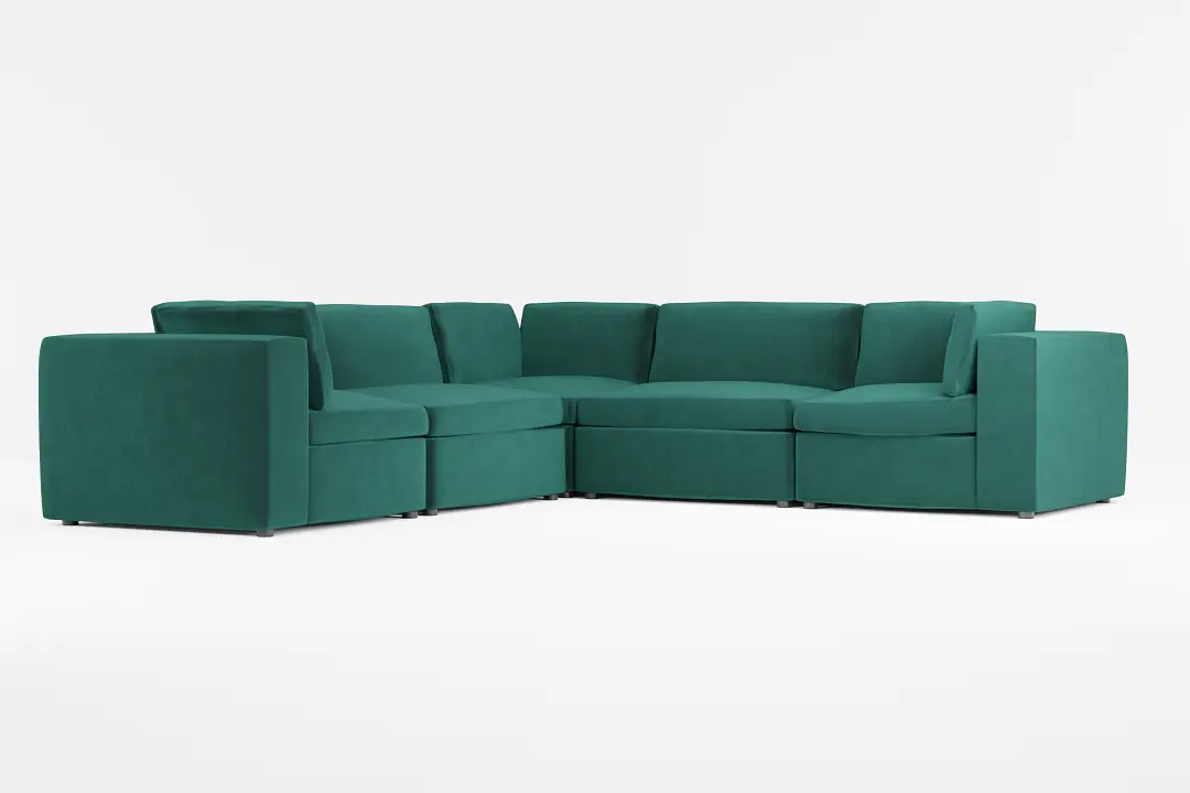 Destin Joya Green Velvet 5-piece Modular Sectional Destin Joya Green Velvet 5-piece Modular Sectional