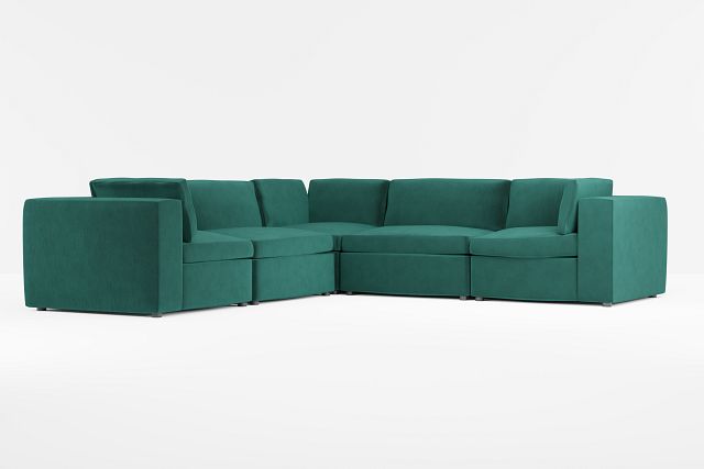 Destin Joya Green Velvet 5-piece Modular Sectional