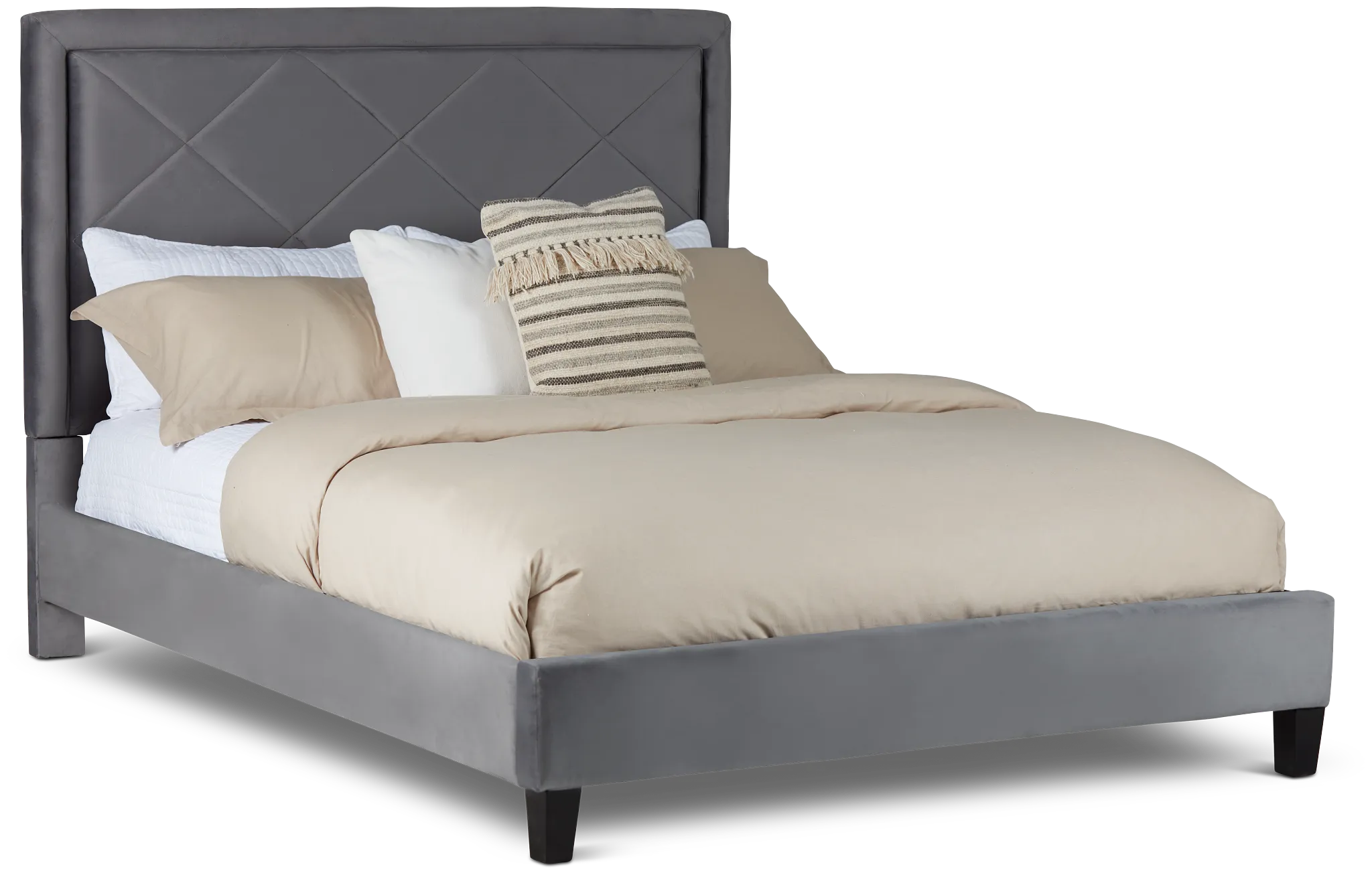 Collin Dark Gray Velvet Platform Bed