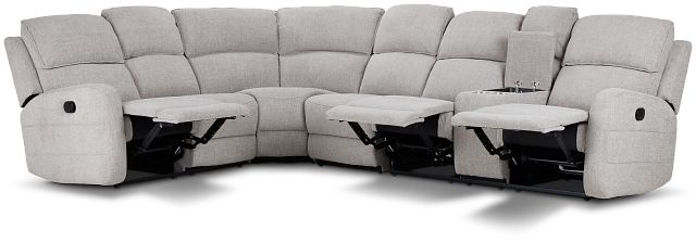 Piper Gray Fabric Large Dual Reclining Sectional With Right Console