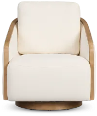 Campbell White Fabric Swivel Accent Chair