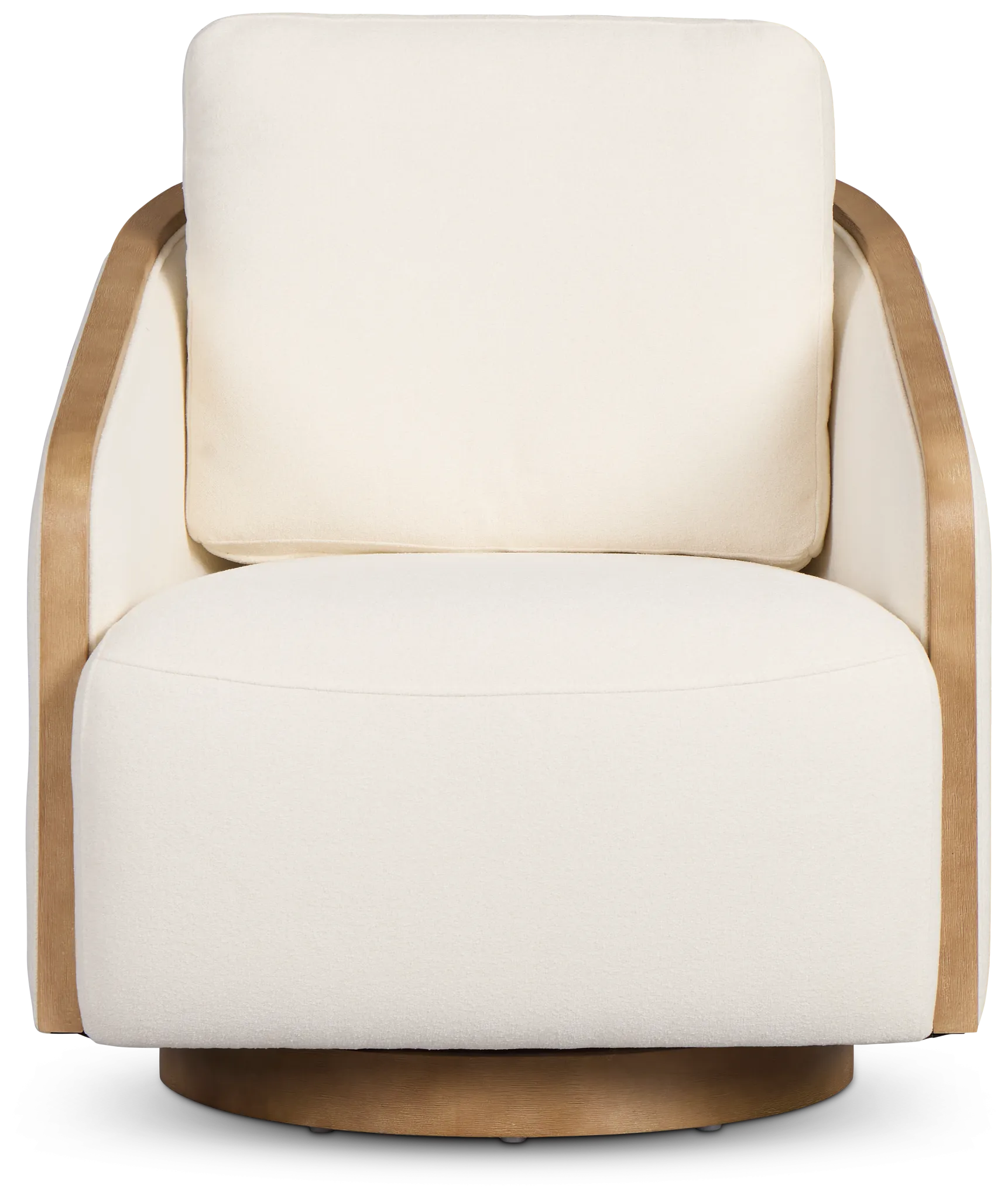 Campbell White Fabric Swivel Accent Chair