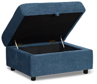 Addie Blue Fabric Storage Ottoman