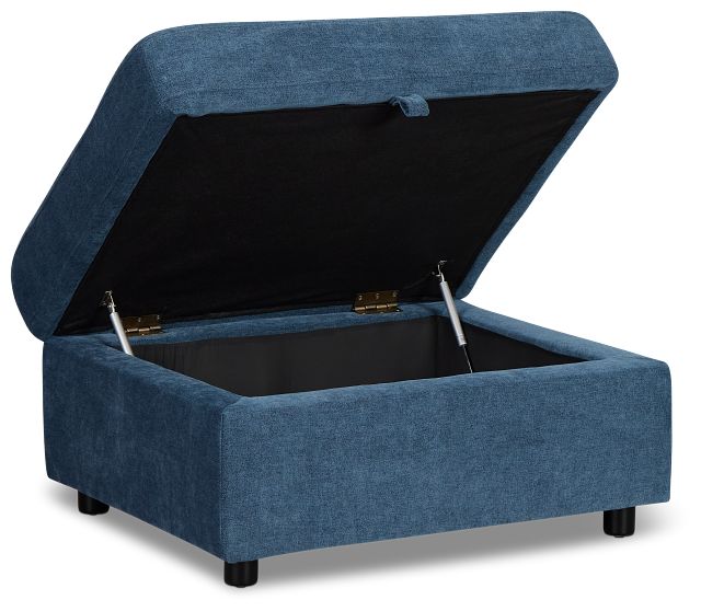 Addie Blue Fabric Storage Ottoman