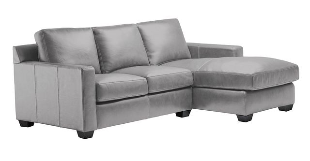 Carson Gray Leather Right Chaise Sectional