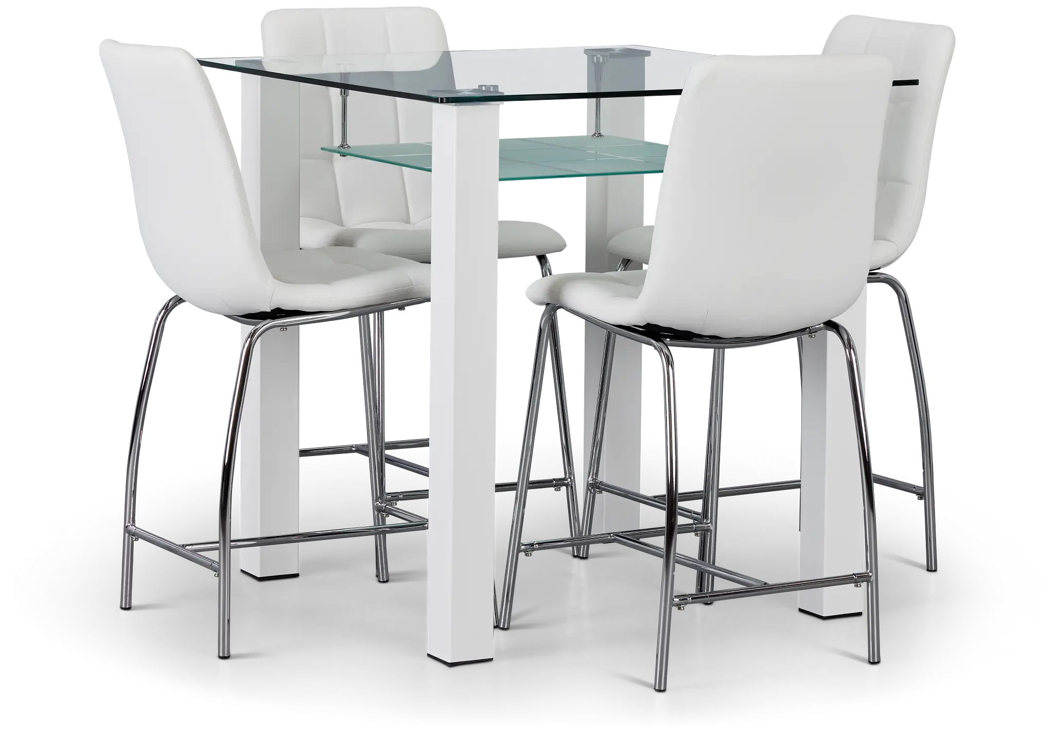 Vienna White Square High Table & 4 Barstools Vienna White Square High Table & 4 Barstools