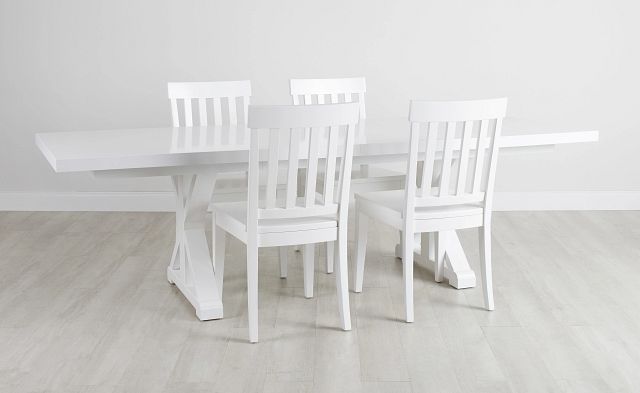 Nantucket White Trestle Table & 4 White Wood Chairs (0)