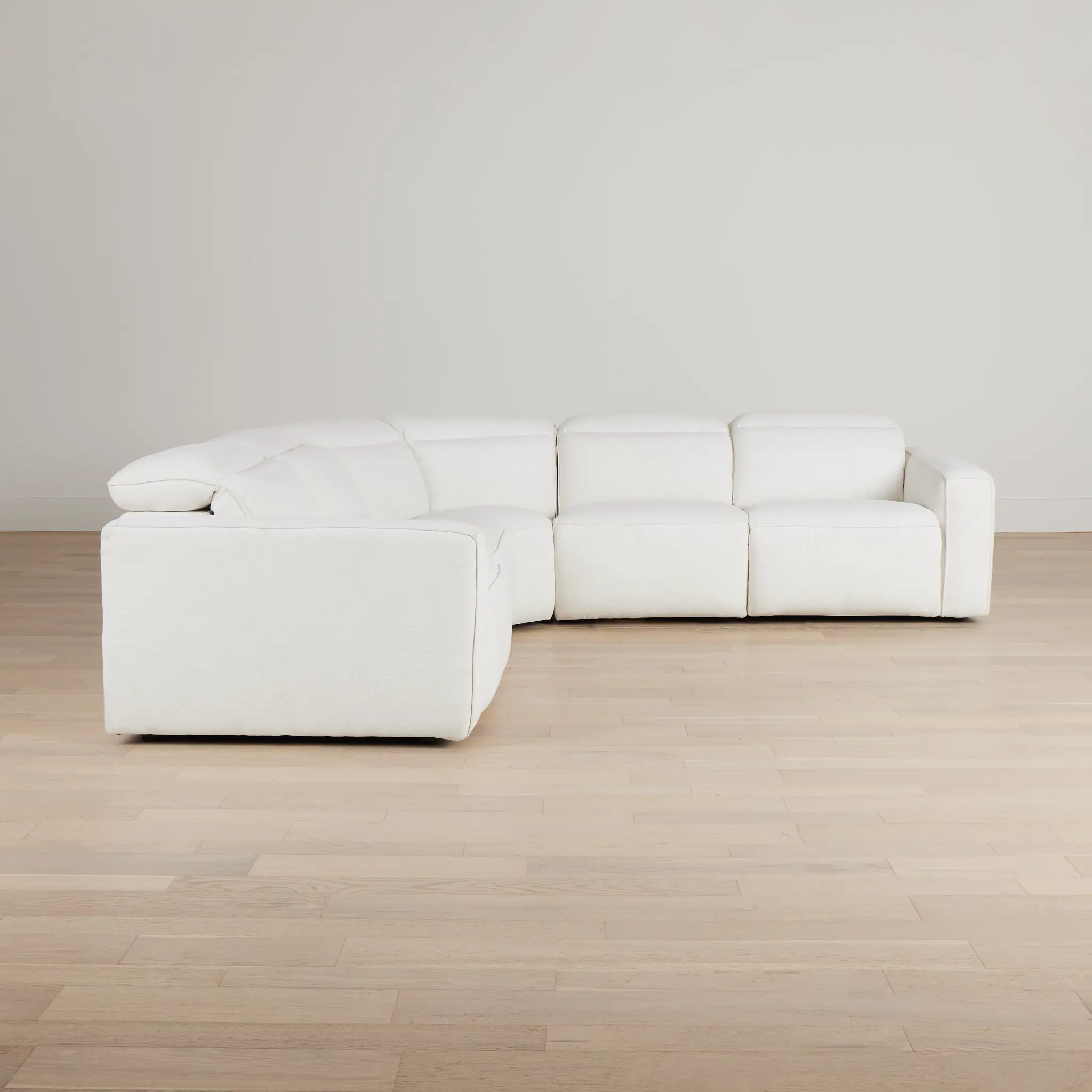Ryland White Fabric Small Two-arm Power Reclining Sectional Ryland White Fabric Small Two-arm Power Reclining Sectional