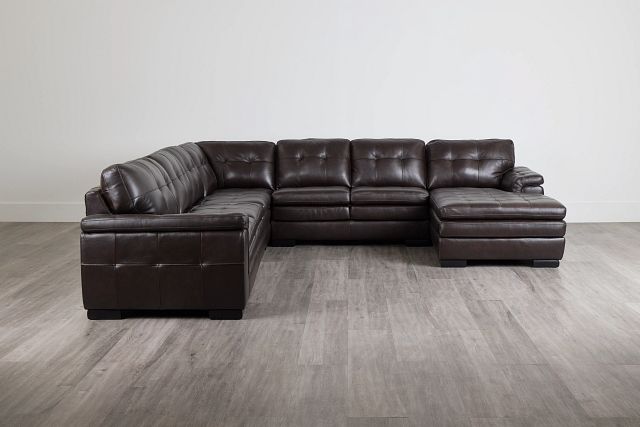 Braden Dark Brown Leather Large Right Chaise Sectional