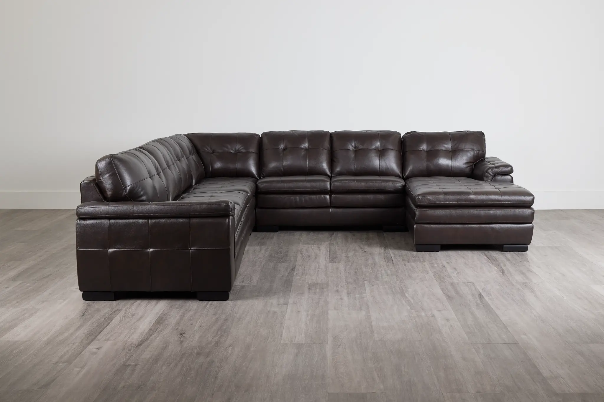 Braden Dark Brown Leather Large Right Chaise Sectional Braden Dark Brown Leather Large Right Chaise Sectional