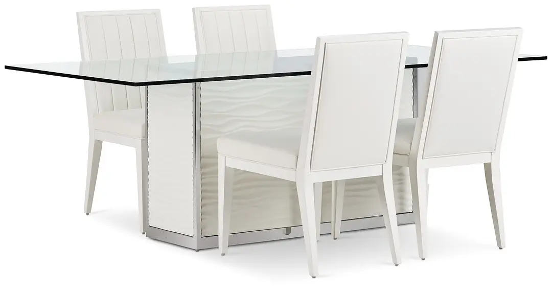 Ocean Drive 86" Glass Table & 4 Wood Chairs Ocean Drive 86" Glass Table & 4 Wood Chairs