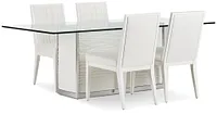 Ocean Drive 86" Glass Table & 4 Wood Chairs