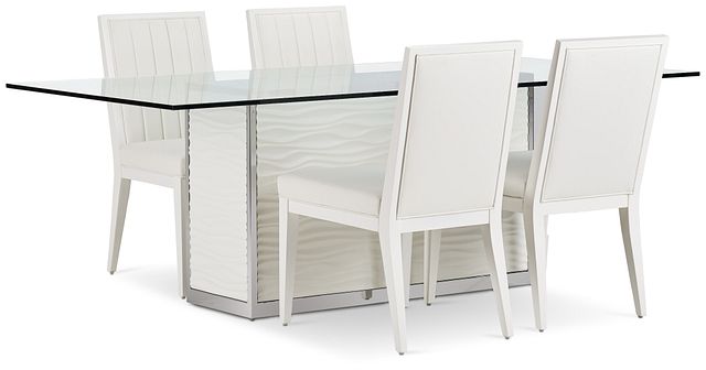 Ocean Drive 86" Glass Table & 4 Wood Chairs (1)