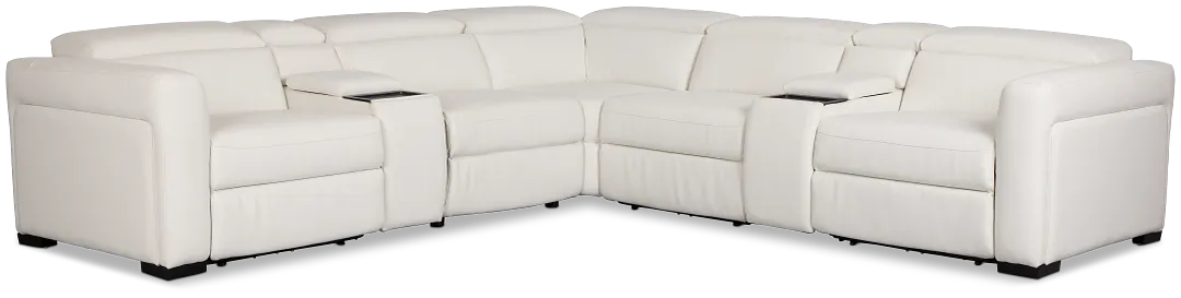 Melody White Micro Large Triple Power Reclining Two-arm Sectional