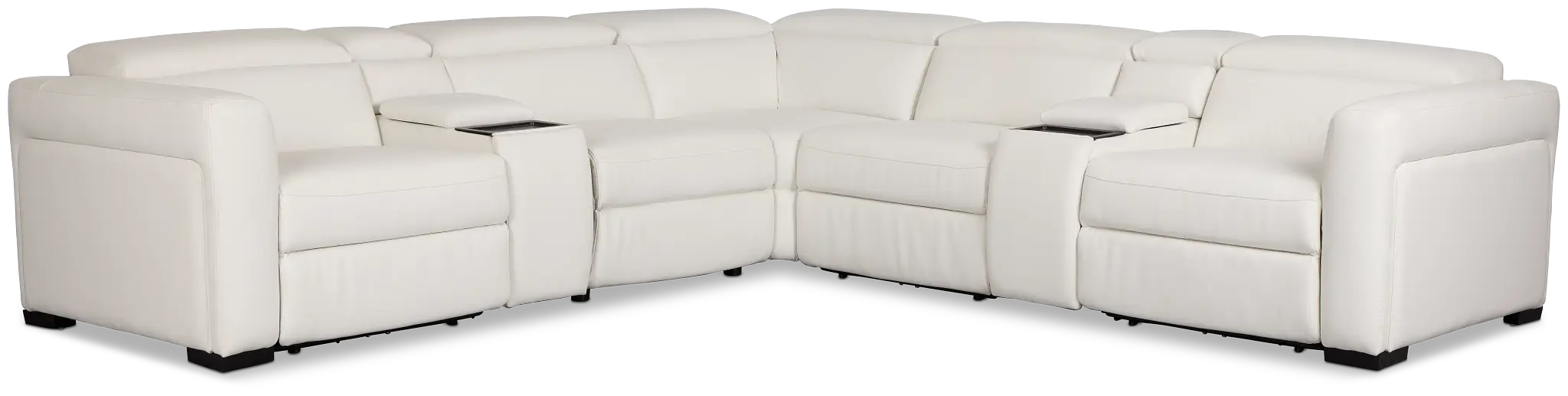 Melody White Micro Large Triple Power Reclining Two-arm Sectional Melody White Micro Large Triple Power Reclining Two-arm Sectional