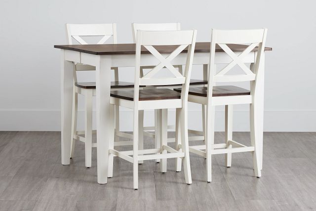 Sumter White High Table & 4 Barstools (2)