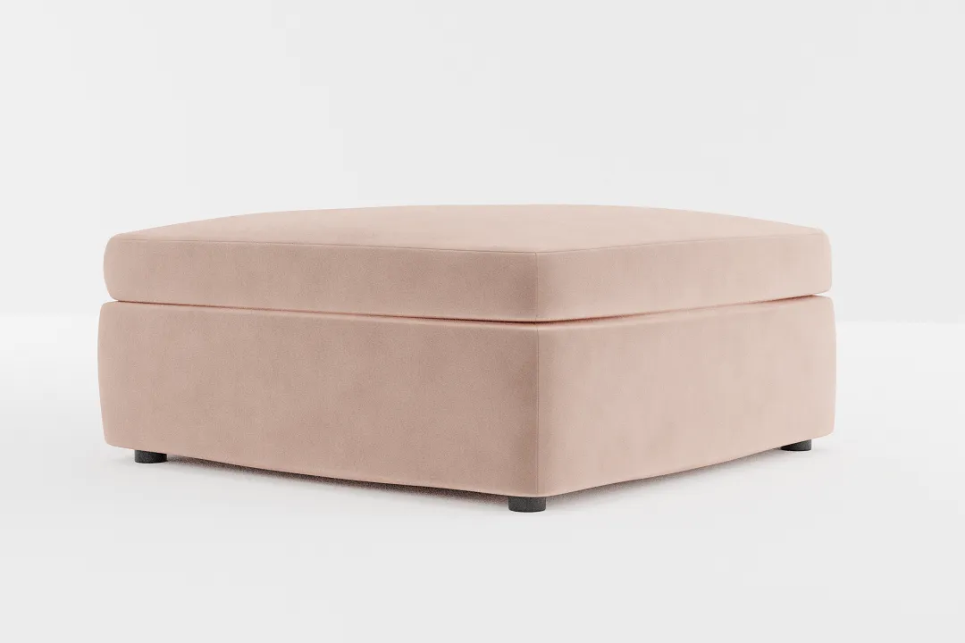 Destin Joya Light Pink Velvet Cocktail Ottoman
