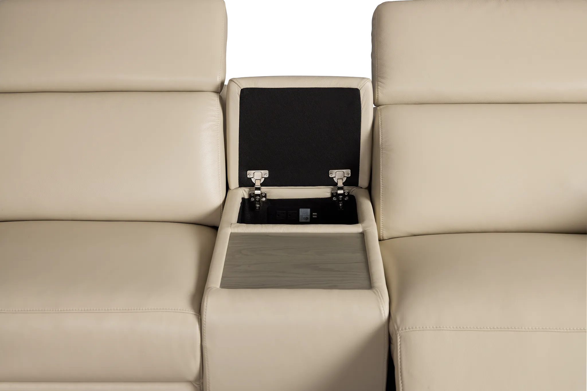 Atlas Taupe Lthr/vinyl Medium Triple Power 2-arm Sectional