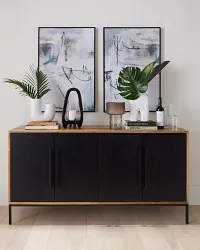 Zane Black Slate Four-door Cabinet