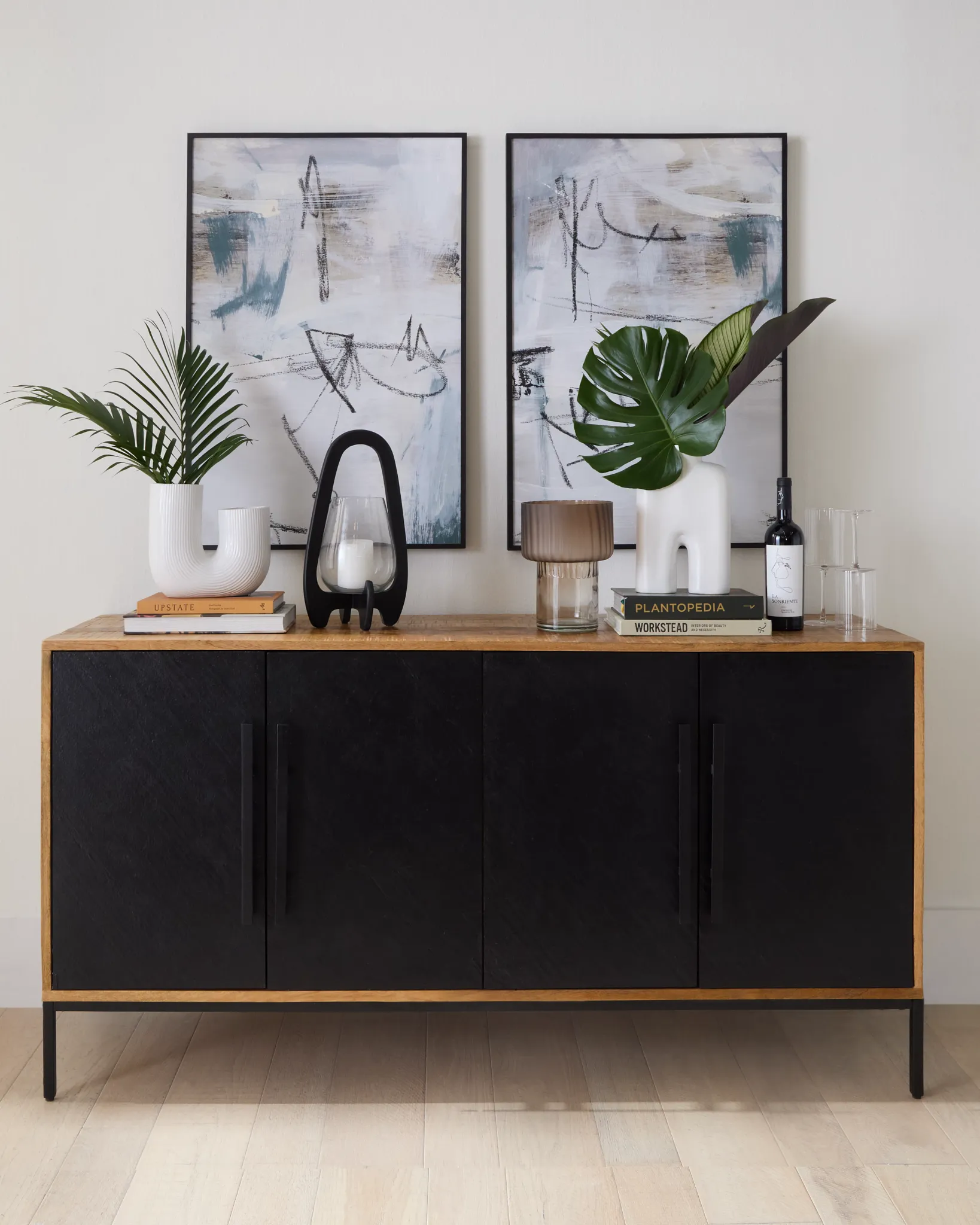 Zane Black Slate Four-door Cabinet