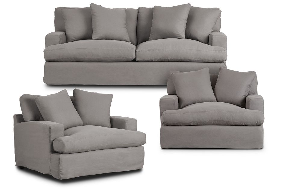 Delilah Gray Fabric Living Room