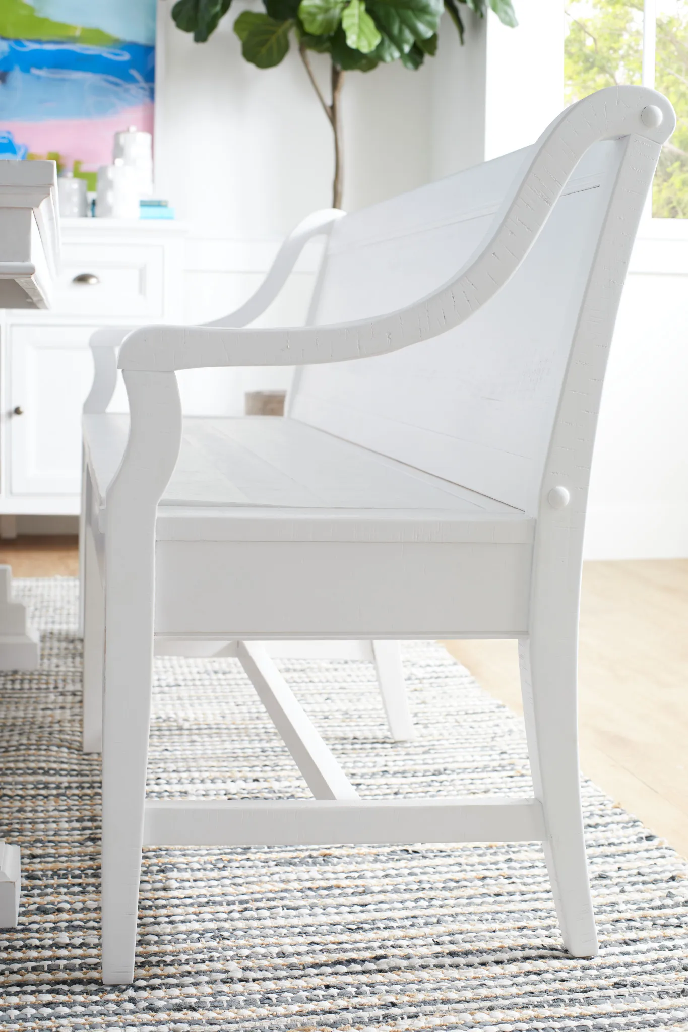 Heron Cove White Storage Dining Bench