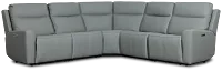 Flexsteel Sterling Blue Lthr/vinyl Small Triple Power Reclining Two-arm Sectional
