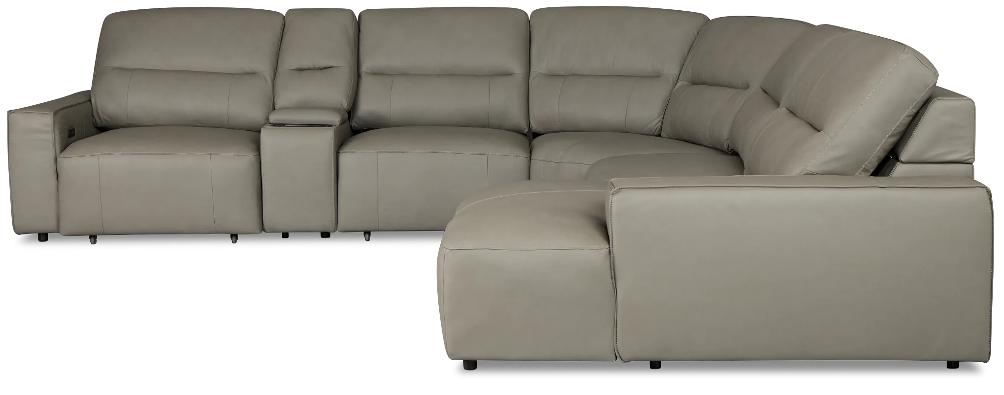 Rudy Gray Lthr/vinyl Medium Dual Power Right Extension Chaise Sectional