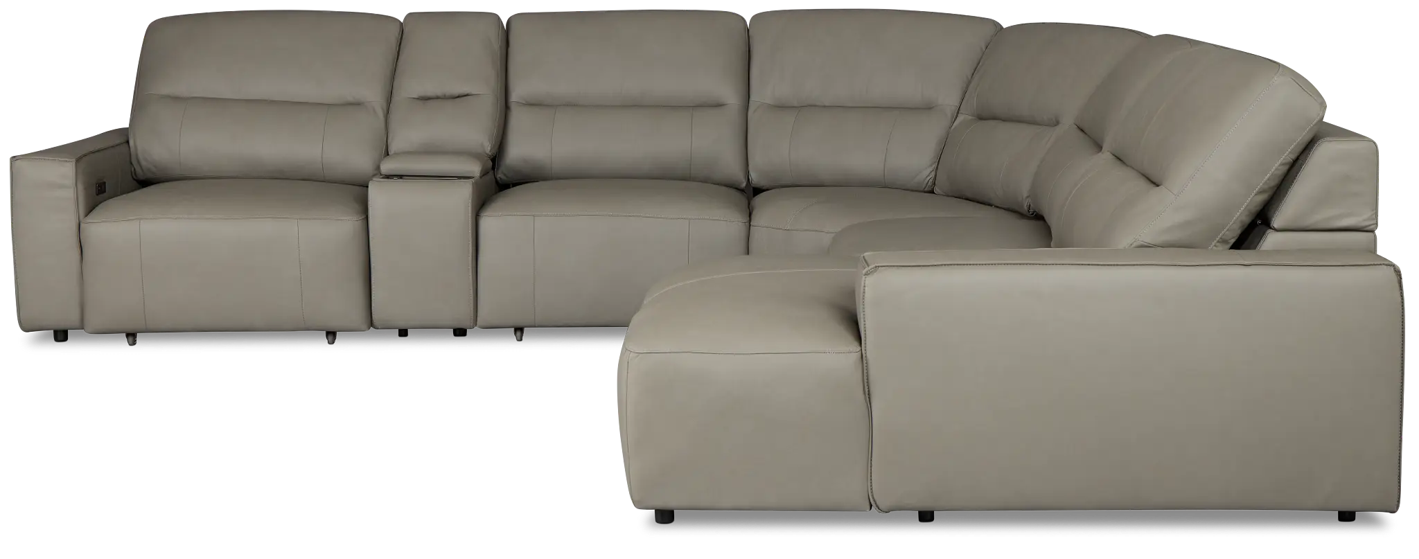 Rudy Gray Lthr/vinyl Medium Dual Power Right Extension Chaise Sectional Rudy Gray Lthr/vinyl Medium Dual Power Right Extension Chaise Sectional