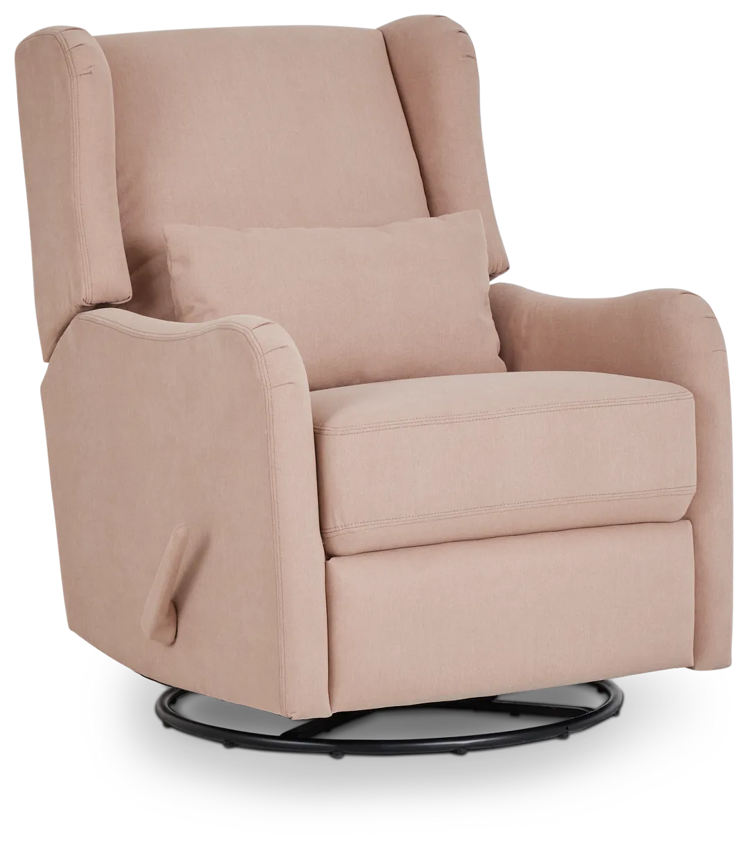 Georgia Light Pink Fabric Swivel Glider Recliner