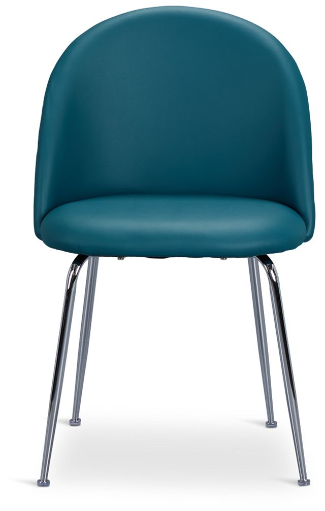 Capri Teal Micro Upholstered Side Chair W/ Chrome Legs