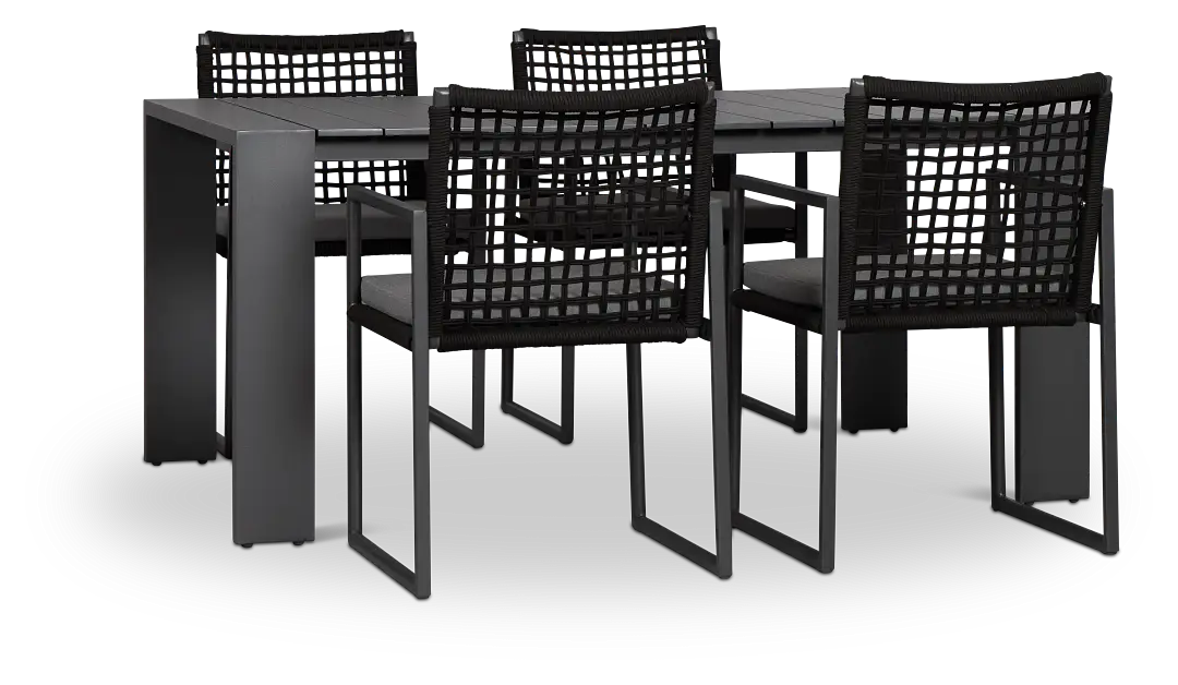 Sunrise Dark Gray 65" Rectangular Table & 4 Aluminum Arm Chairs Sunrise Dark Gray 65" Rectangular Table & 4 Aluminum Arm Chairs