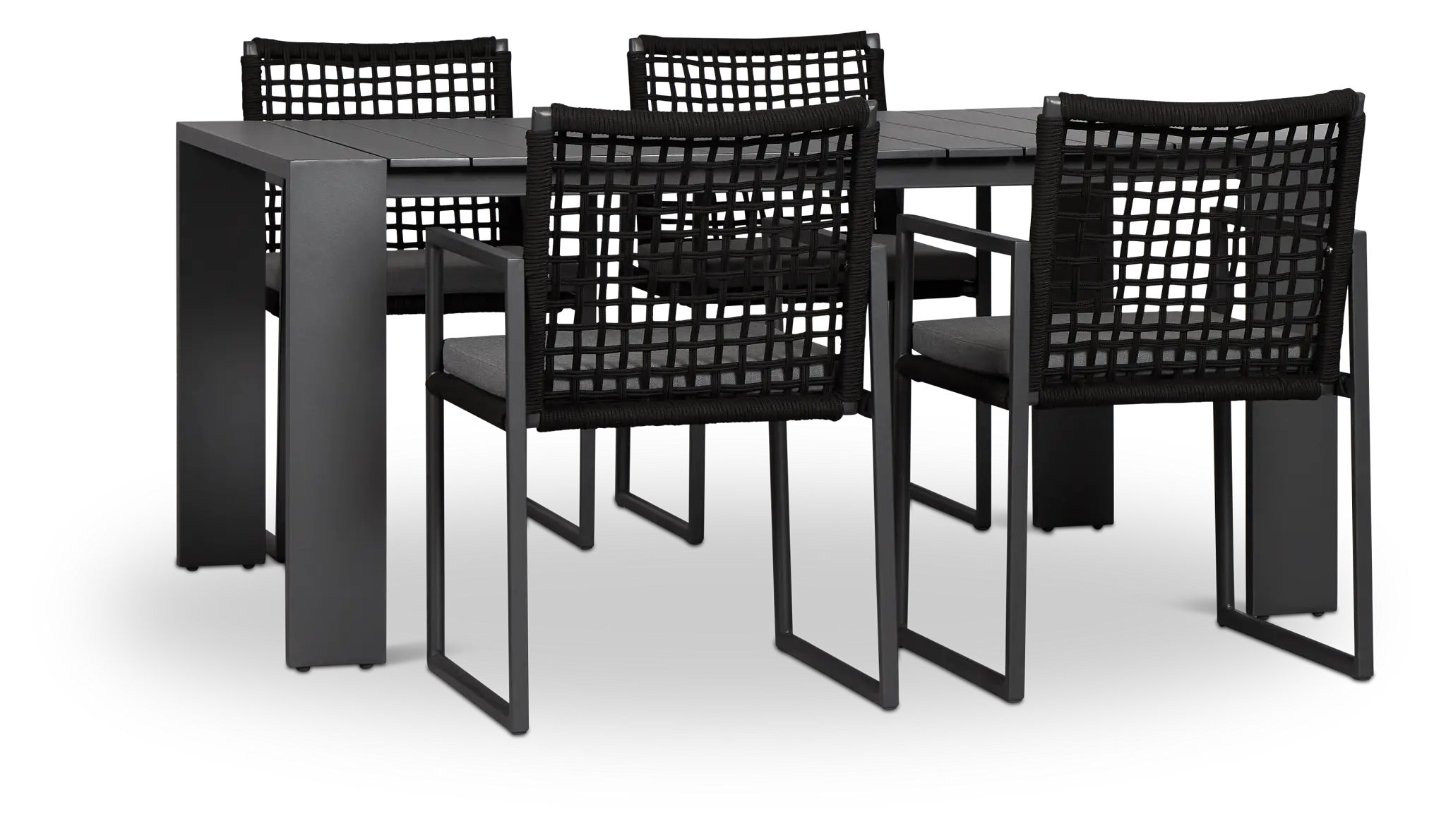 Sunrise Dark Gray 65" Rectangular Table & 4 Aluminum Arm Chairs Sunrise Dark Gray 65" Rectangular Table & 4 Aluminum Arm Chairs