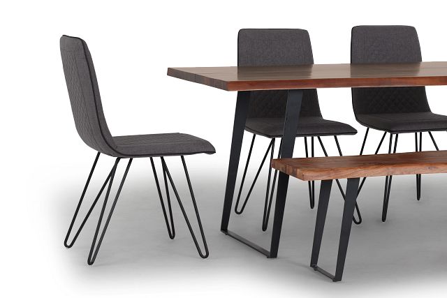 Shiloh Mid Tone Rect Table 4 Chairs Bench Dining Room Dining Sets City Furniture