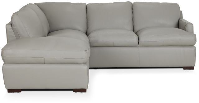 Amari Gray Leather Small Left Bumper Sectional